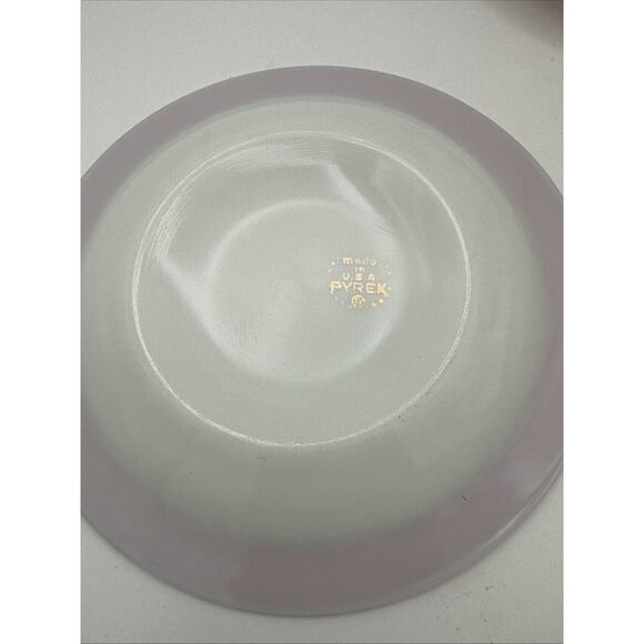 3 Vintage Pyrex Tea Cups and Saucers Flamingo Pink Coral Milk Glass c1950s MCM - Picture 5 of 8